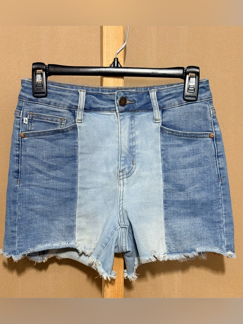 Judy Blue Two-Tone Light and Medium Blue Denim Shorts